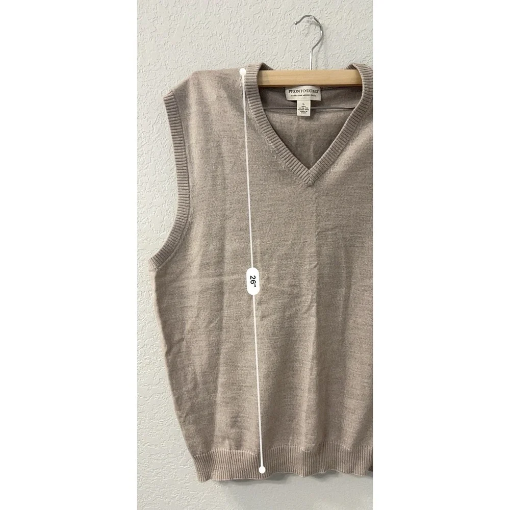 Pronto-Uomo L V-Neck Sweater Vest 100% Merino Wool Brown Grandpa Core Unisex